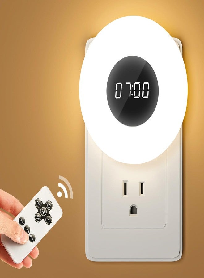 One Fire Night Light Clock, Dimmable+3 Light Colors+Timer Nightlight Timing Light, Small Clock, Toilet Light with Plug in Timer, Night Light Plug in, Nightlight for Kids Room, Bedroom Clocks for Kids Room - Image 1